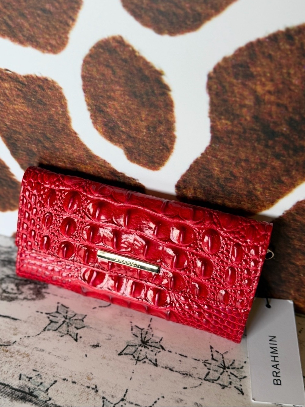 Brahmin Cordelia Wallet Siracha Melbourne Leather Red Ombre NWT HTF